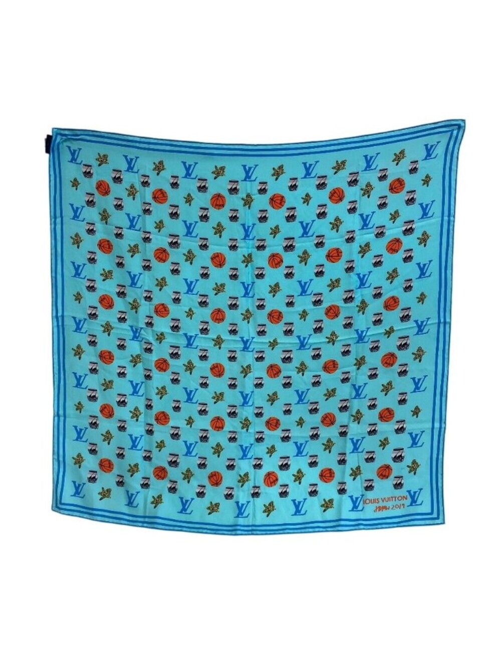 Louis Vuitton LV Jonas Wood Monogram Silk Scarf Blue